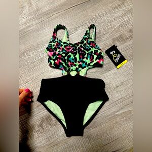 Art Class Green and Black Bikini Swimwear